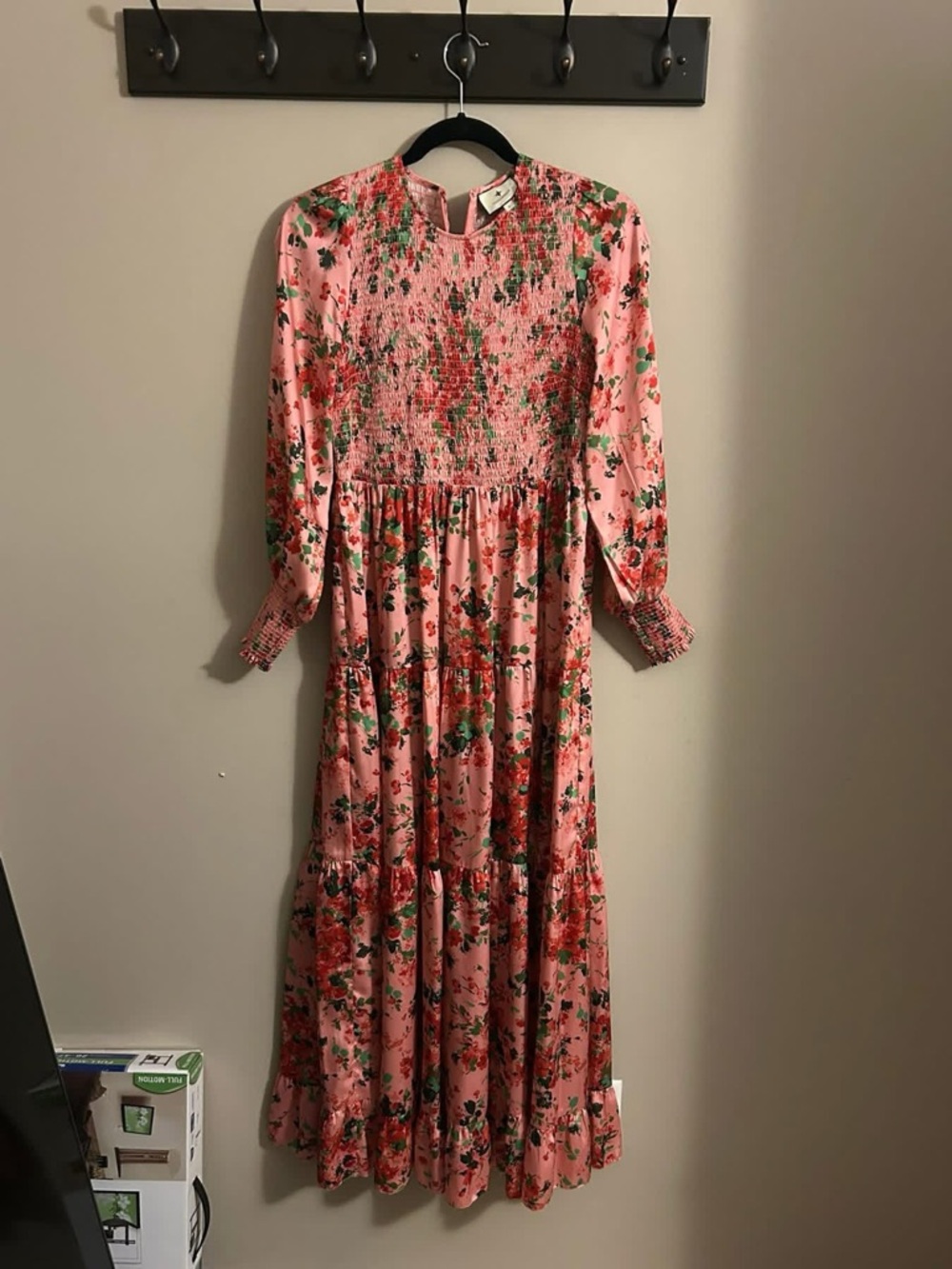 Tuckernuck Pink Floral Smocked Long-Sleeve Midi Dress